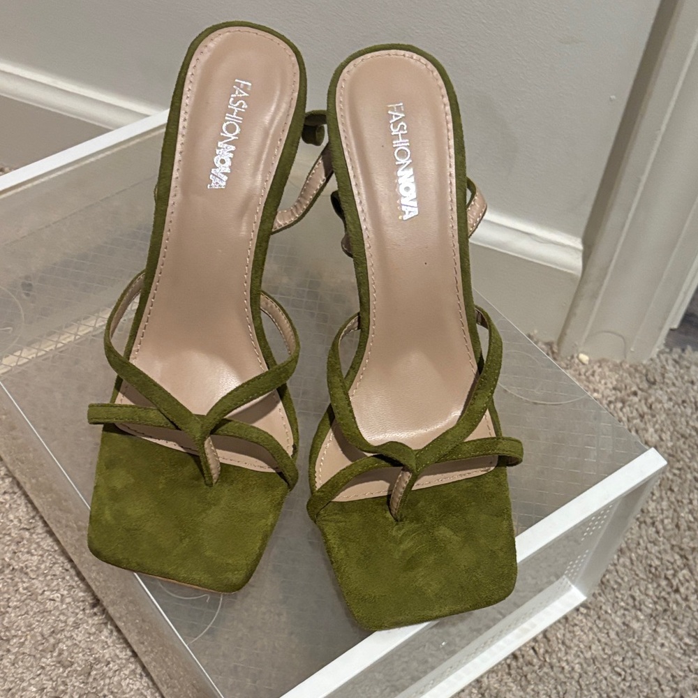 Fashion Nova Strappy Olive Heels